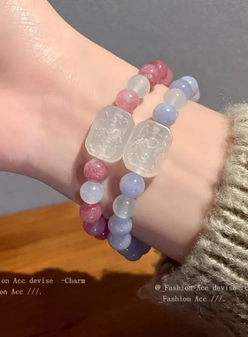 长方形彩玉石串珠手链新中式简约甜美手串小众高级感复古手饰