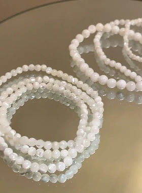 韩国简约白色贝壳珠串珠手链小众新款潮流手串百搭小清新手饰