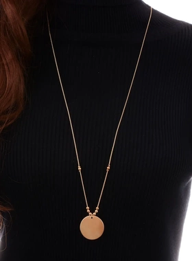 饰品热销手工几何圆盘吊坠链长项链女士街拍潮流项饰