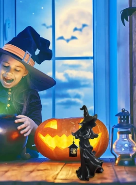 万圣节新品女巫灯笼树脂工艺品地狱使者夜灯花园户外摆件微景观