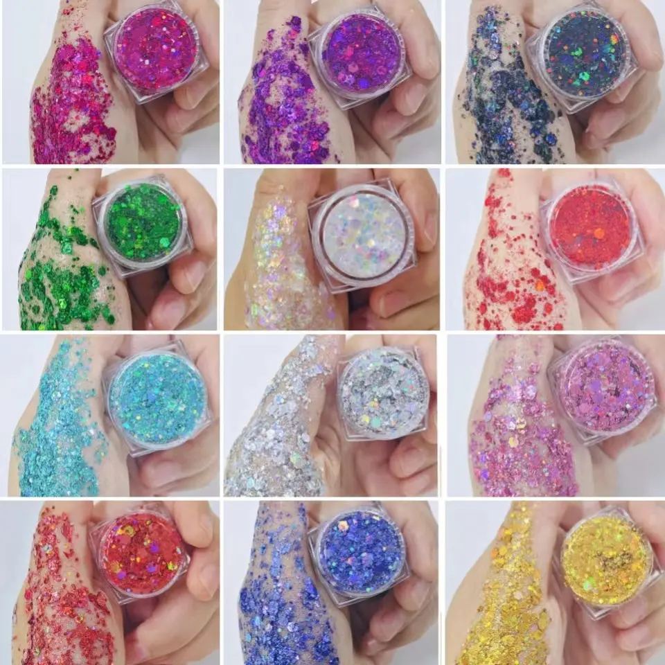 少儿舞台表演演唱会音乐节爆闪镭射亮片啫喱 免胶直接涂抹眼影膏