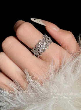 锆石小蛇弯曲开口戒指女高级感精致食指戒通勤个性新款潮手饰