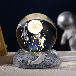饰摆件生日礼物 星空3D内雕水晶球发光ub家居桌面装