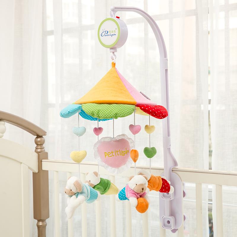 宝宝床铃婴儿布艺音乐旋转秋冬宝宝毛绒床挂0-1岁床头铃初生玩具