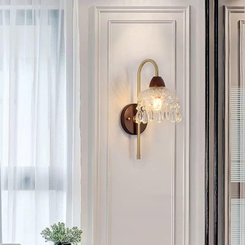 奶油入户玄关装饰画壁灯挂画走廊过道高级客厅装饰创意木艺壁灯