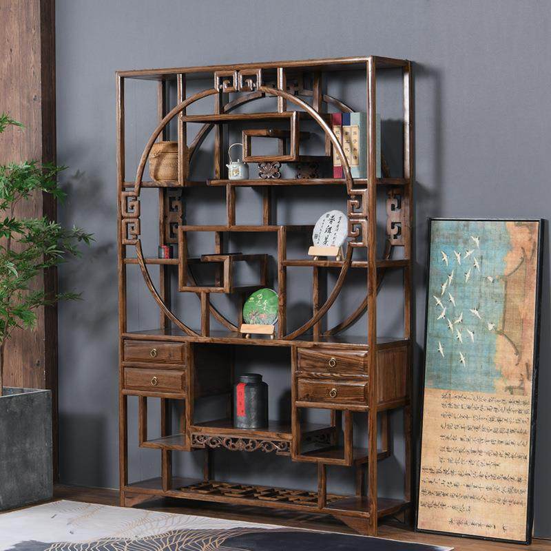 实木博古架多宝阁新中式玄关展示柜屏风隔断客厅茶室置物架茶具架
