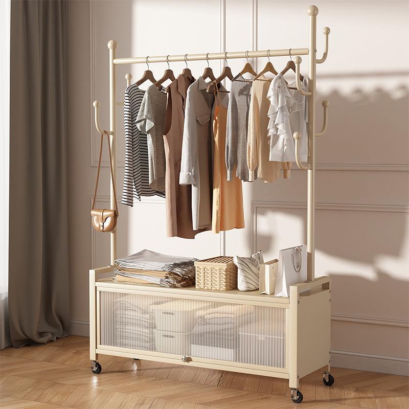 挂衣架落地家用卧室轻奢衣架可移动带轮室内置物晾衣架收纳衣帽架