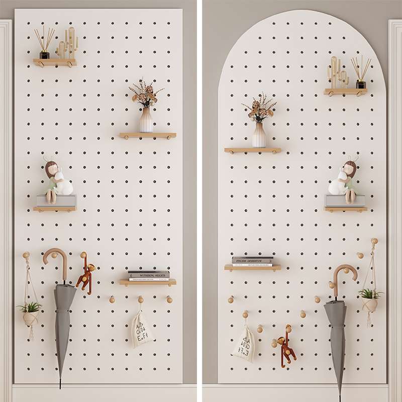 0J洞洞板实木定 制墙上置物架木质入户门客厅玄关木制装饰壁挂收