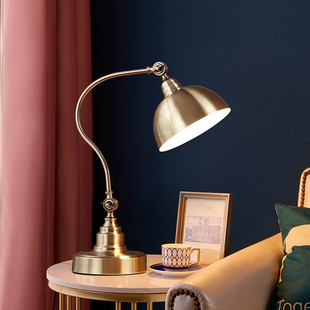 美式简约书桌台灯复古乡村温馨装饰书房书桌办公工作卧室床头灯具