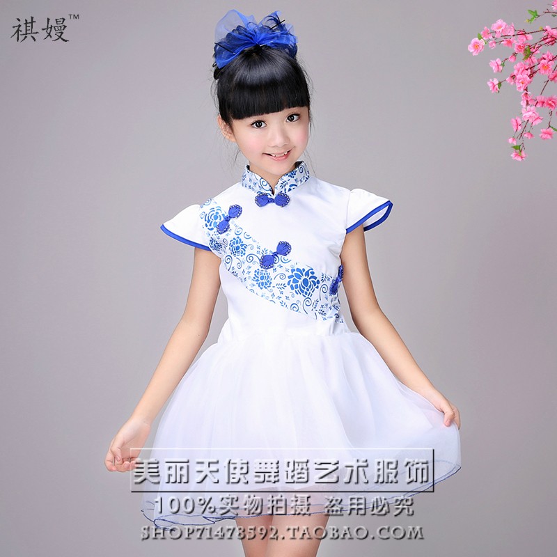 六一新款儿童青花瓷表演服男女童大合唱服中小学诗歌朗诵演出服装