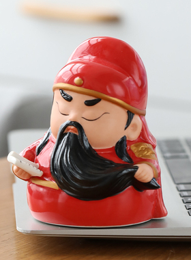 陶瓷关公人物神像汽车摆件招财工艺品武圣关羽家居办公茶室装饰品