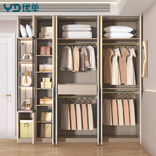 法式 奶油风衣橱主卧大衣柜玻璃门角柜对开门高柜收纳衣帽间定制