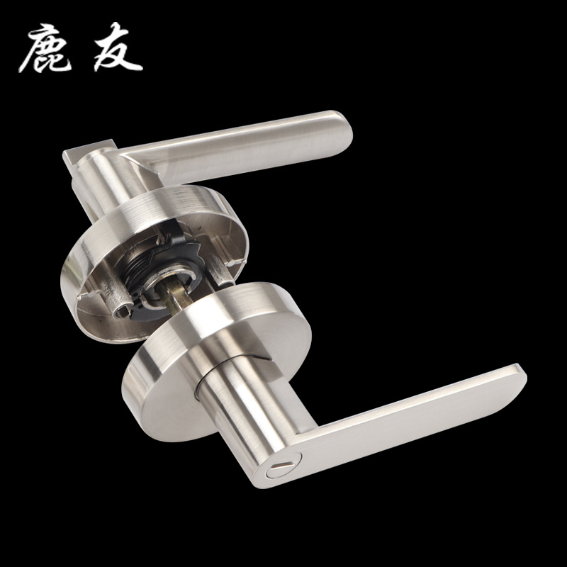 美式三杆锁酒店浴室无钥匙门锁家用木门执手锁外销出口锌合金门锁