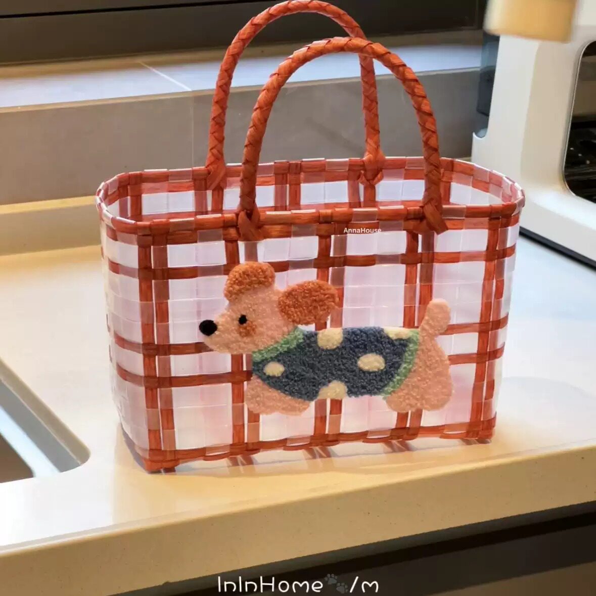 草编可爱小狗造型透明果冻包｜