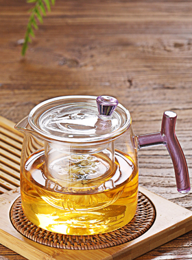 耐高温茶水分离泡茶壶高硼硅玻璃壶高颜值家用古风花茶壶LCH023