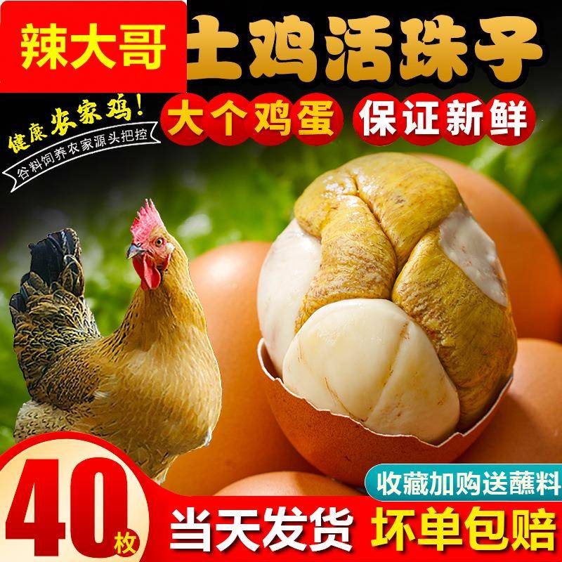 40枚活珠子新鲜13天五香味开袋即食香辣毛蛋活珠子熟毛鸡蛋钢化蛋
