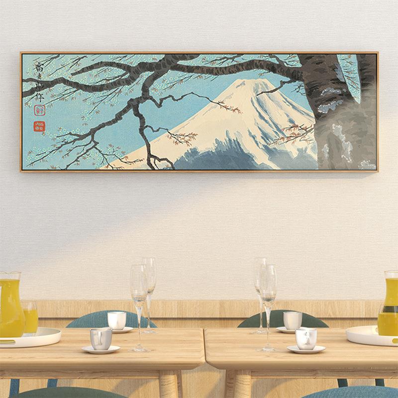 日式原木风格富士山挂画浮世绘餐厅客厅装饰画和风日料店壁画