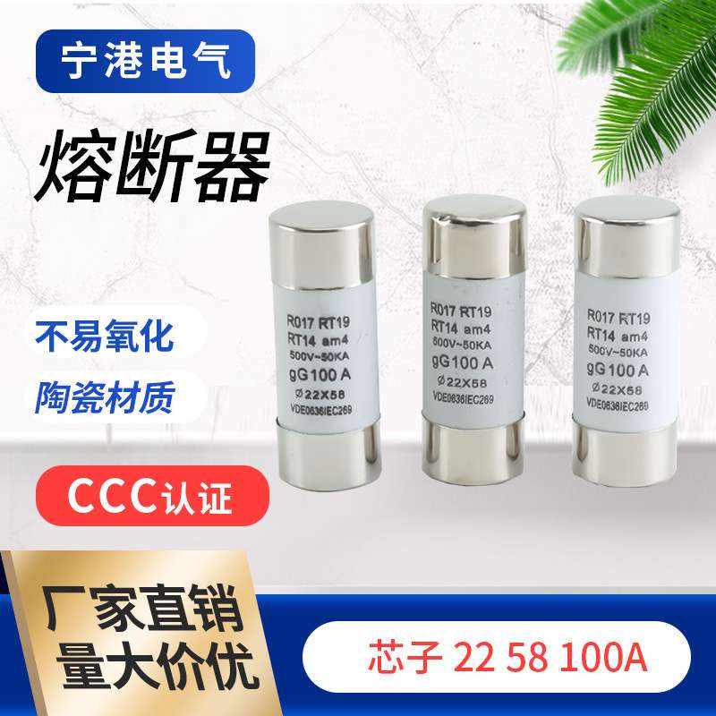 宁港现货供应陶瓷材质光伏电流保险丝管22/58/100A熔芯熔断器