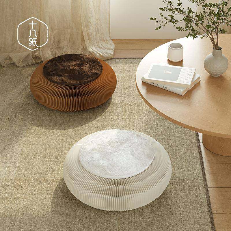 十八纸矮凳子折叠圆凳小户型省空间家具纸蒲团环保材质坐垫