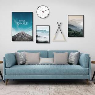 卡柏北欧风格创意组合挂钟装饰画客厅现代风景挂画卧室挂式壁画