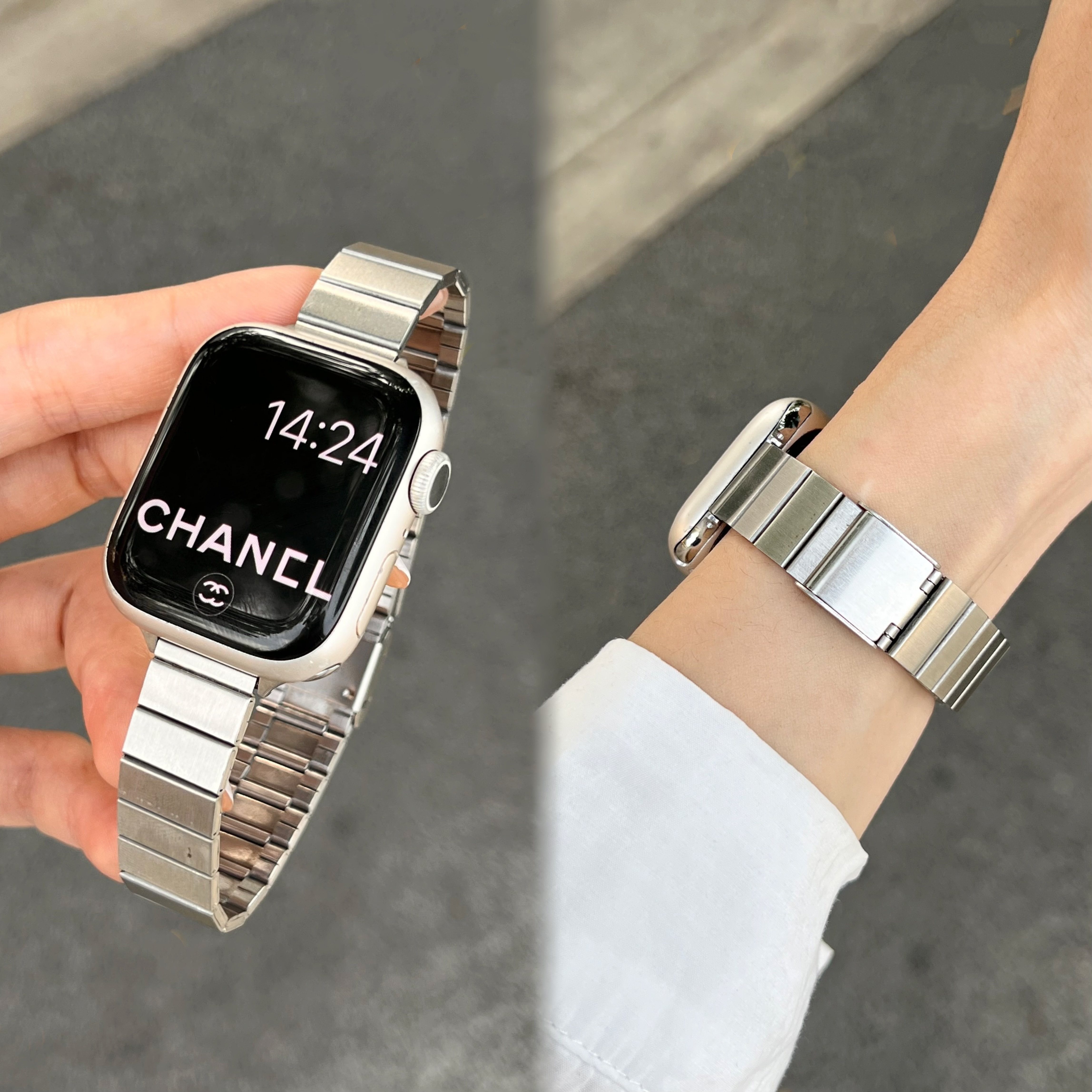 KLKL新款适用苹果金属表带iwatch10/s11夏天小蛮腰细款不锈钢iwatch9手表表带S8透气高级感applewatchS7/SE