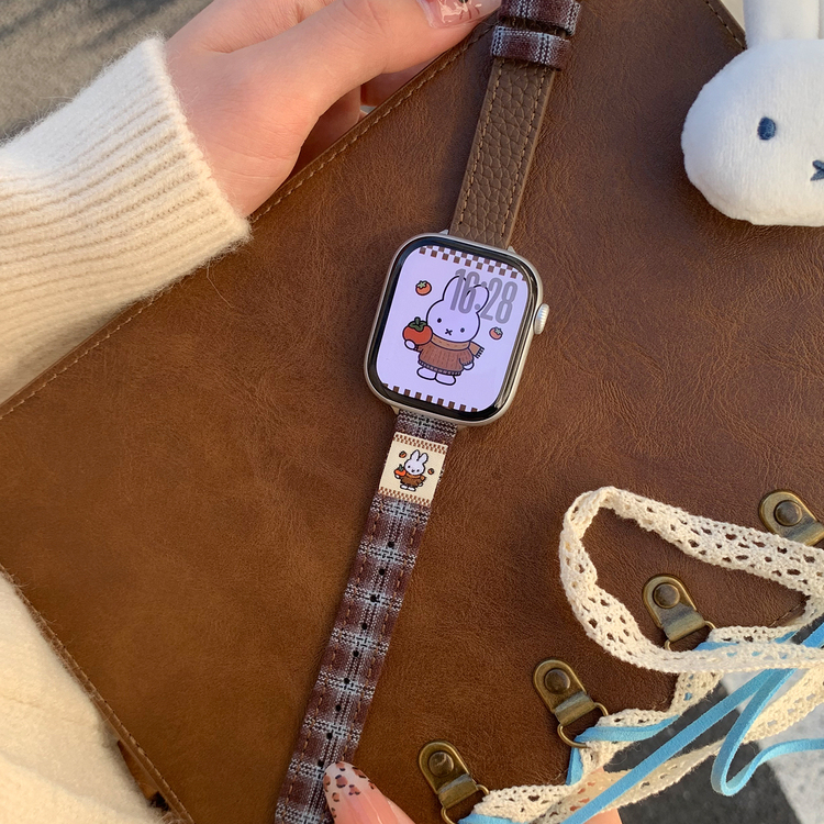 米菲学院风真皮表带适用iWatch