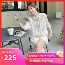 米白色气质通勤高级感衬衫套装女2025年夏季新款小个子短裤两件套