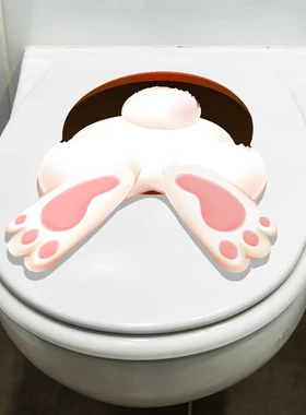 尚易spz-s0485兔子马桶盖装饰墙贴自粘浴室直采马桶贴纸