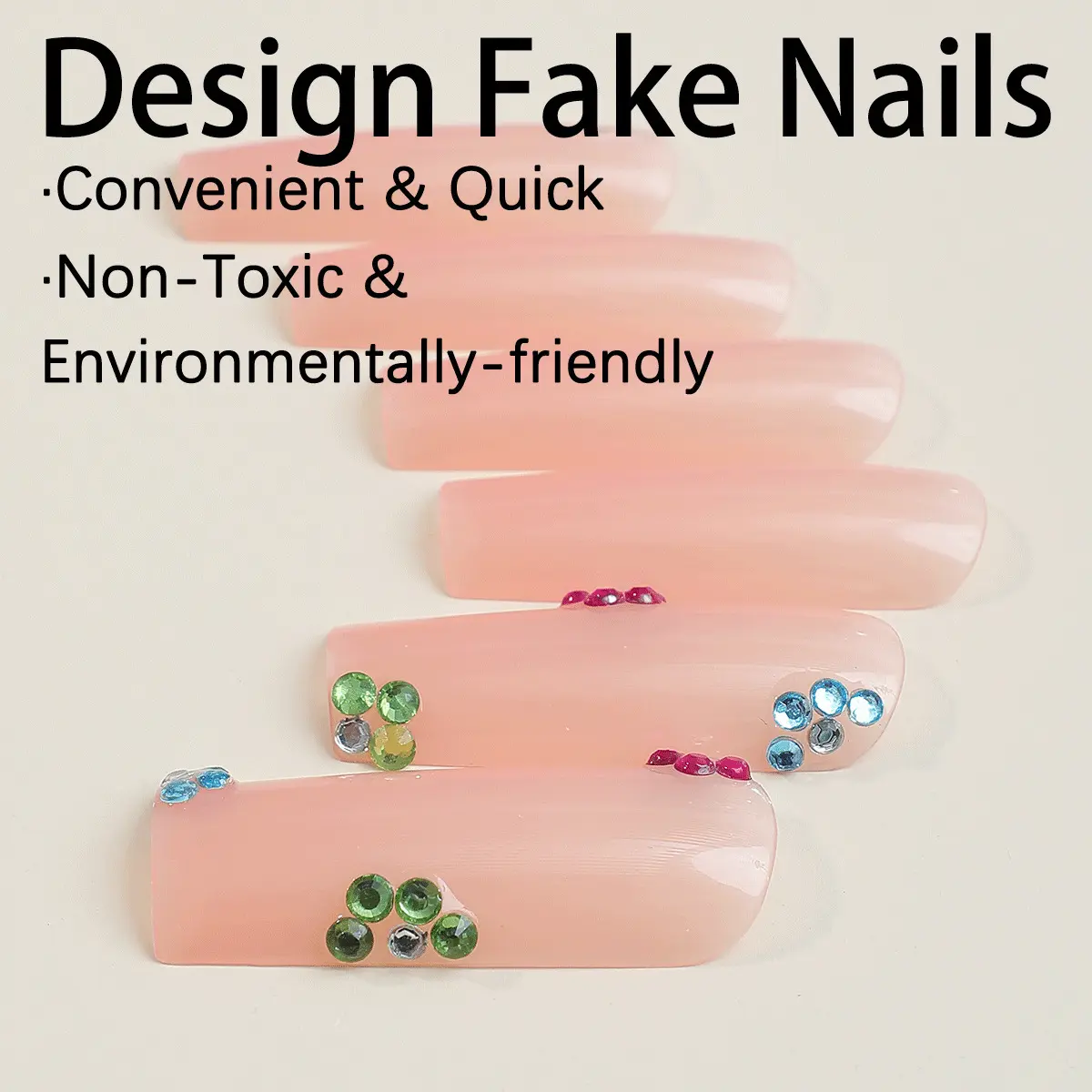 新款热卖钻石美甲穿戴甲片加长水管爆闪辣妹假指甲可拆卸美甲贴片