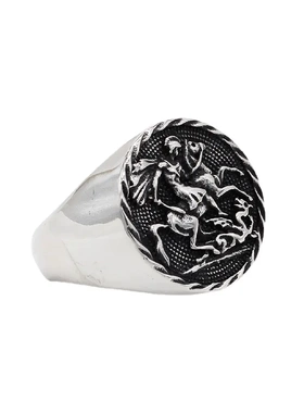 r1180 饰品 个性复古中世纪骑士战马盾牌男士钛钢戒指