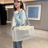 新款 旅行包大容量果冻透明PV斜挎短途外出时尚 手提游泳包