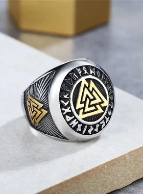 r0979-02 欧美个性复古北欧维京海盗男士钛钢戒指