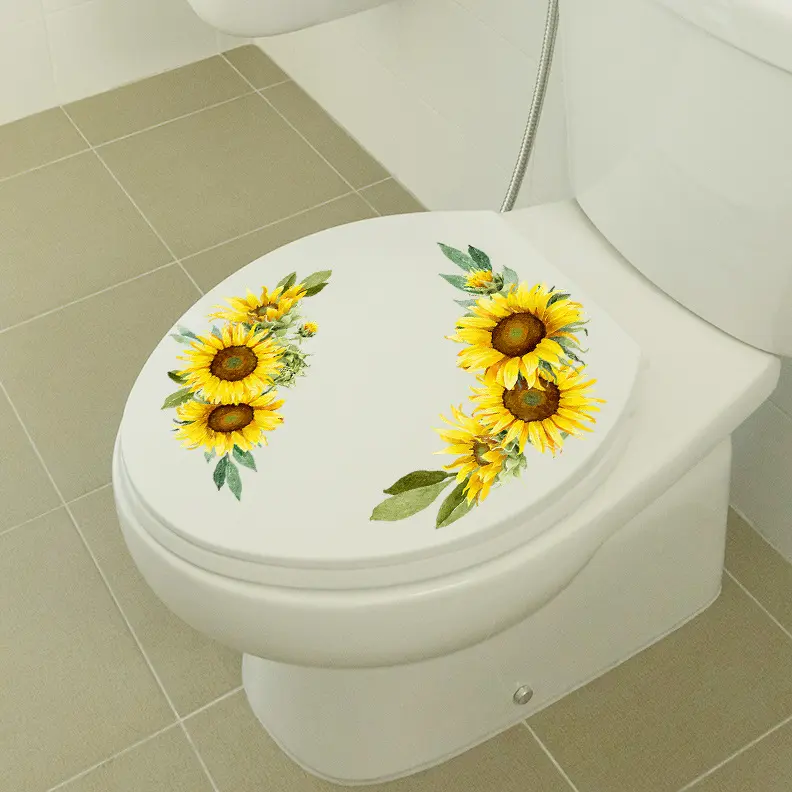 尚易spz-s0559创意向日葵马桶装饰墙贴自粘浴室直采马桶贴纸