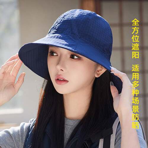 工厂韩版春夏纯色抽绳渔夫帽女小众时尚宽沿防晒帽遮阳帽透气防晒