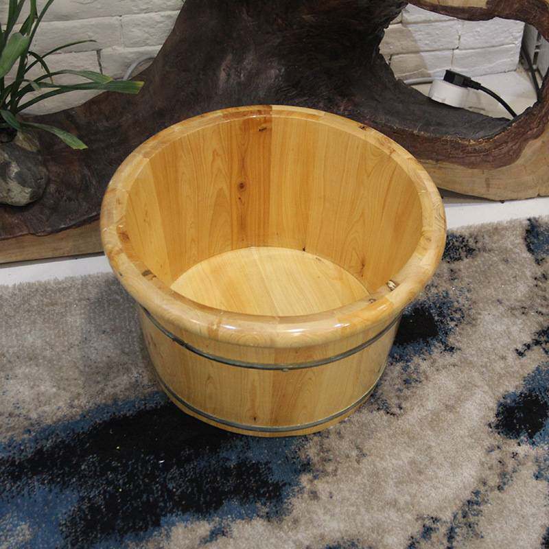 26cm高圆边足浴盆成人家用穴位按摩足疗香柏木质泡脚香柏木足浴盆