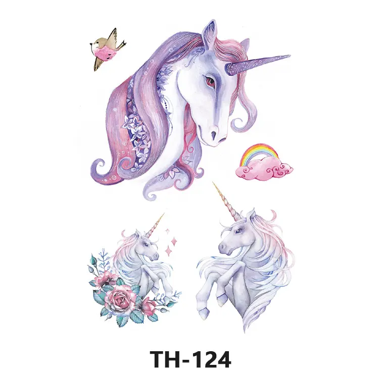 卡通彩色纹身贴黑白动物老虎防水防汗文身贴纸