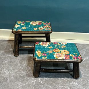 乡村艺术家用小凳子客厅原木长方矮板凳门口阳台换鞋 美式 椅茶几凳