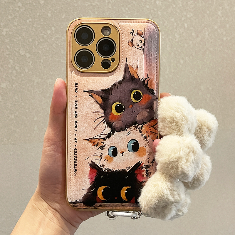 探头小猫适用苹果17手机壳iPhone16plus保护套15promax小羊皮Air气垫14硅胶13超薄12镜头11全包16e防摔新款女