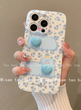 ins卡通少女可爱蓝色狗狗适用苹果16ProMax手机壳iPhone13全包15新款12Pro软15Promax防摔12pm保护套14外壳11