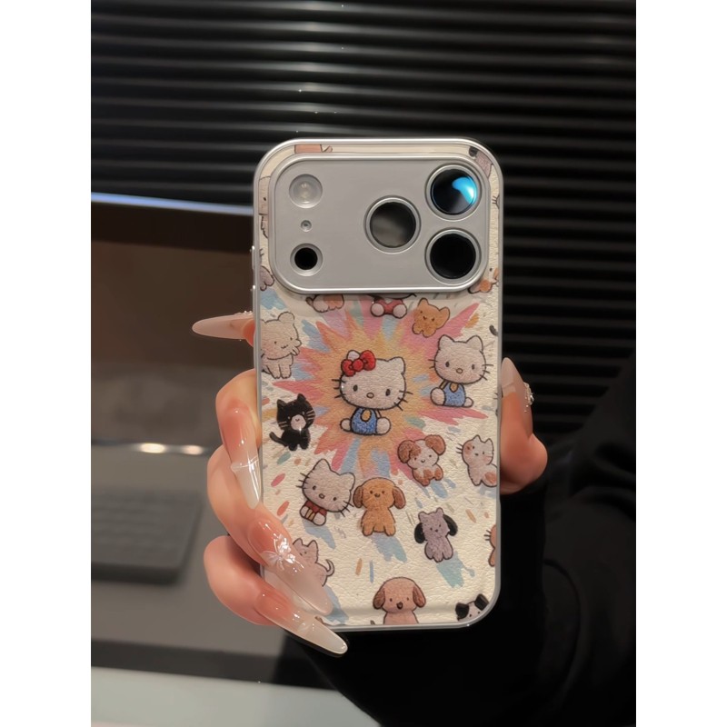 皮纹爆炸KT猫适用苹果17PROMAX手机壳iphone17新款16可爱15女14全包13超火12小羊皮11高级感plus小众pm超好看