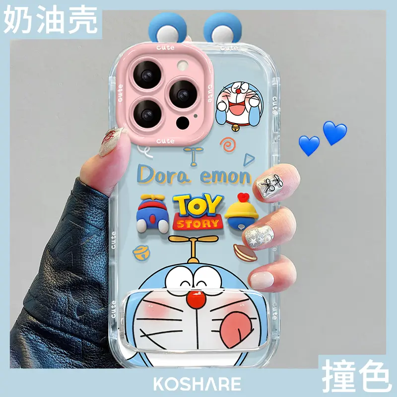 蓝色哆啦A梦适用iPhone17promax手机壳苹果17新款16超火15防摔14全包13高级感12小众plus外壳pm不会撞壳可爱