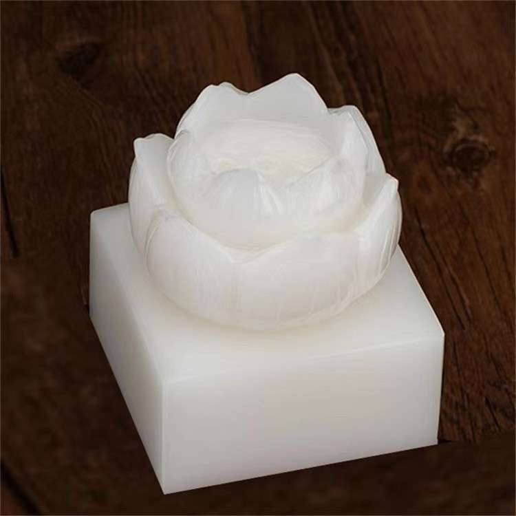 汉白玉印章玉玺玉印摆件菩提莲花供佛法僧宝印莲花送底座