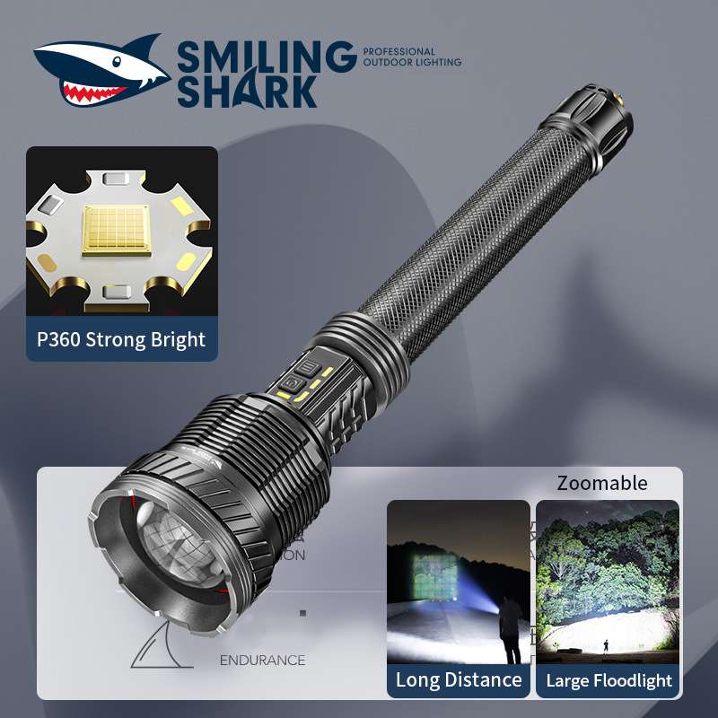 Smiling shark high-power light flashlight highlighted