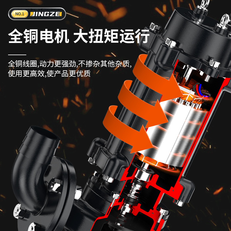 污水泵抽粪泥浆排污泵鱼塘三相潜水泵化粪池抽水机380V切割灌溉kw