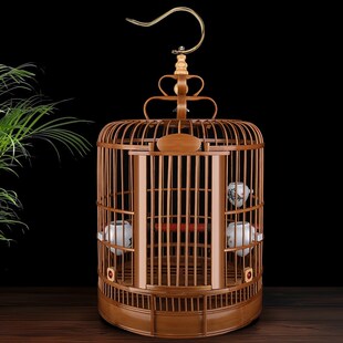 老竹川笼画眉八哥鹩哥鸟笼子竹鸟笼精品老料竹鸟笼竹制大号鸟笼子