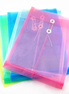 A4/FC透明档案袋 塑料文件袋F118 立体大容量资料袋 绕绳文件袋