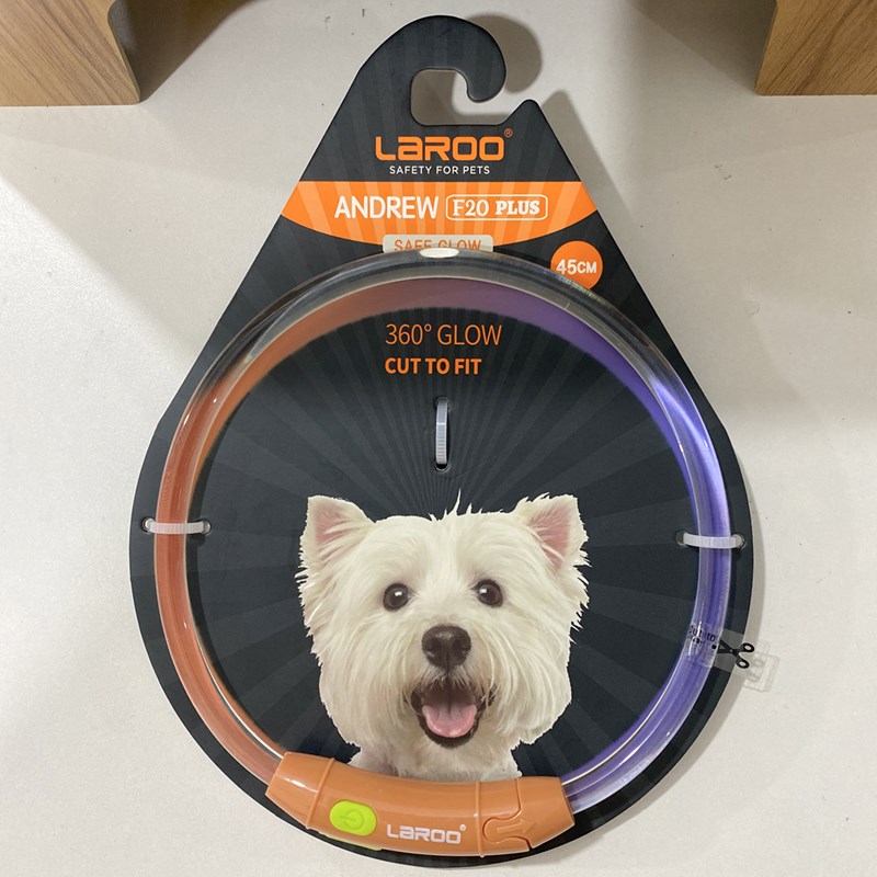 LaRoo莱诺 双色发光圈充电全亮光夜间遛狗防走丢发光宠物狗狗项圈