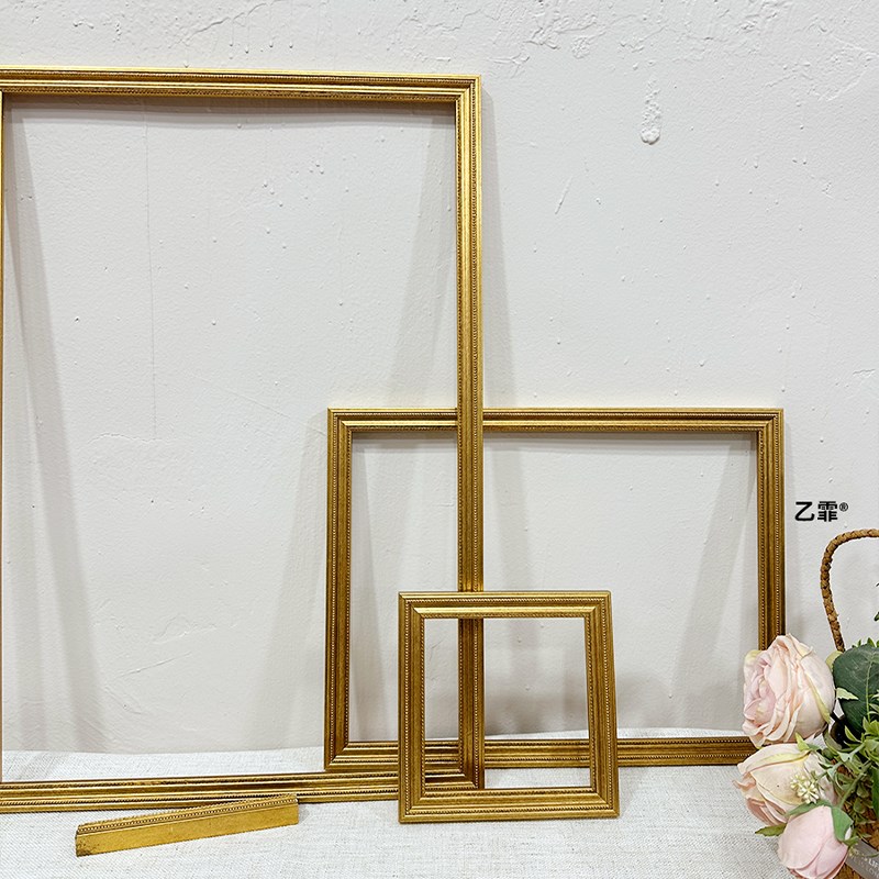 【乙霏家居】美式法式中古复古2cm 小金框油画古董实木装饰画画框