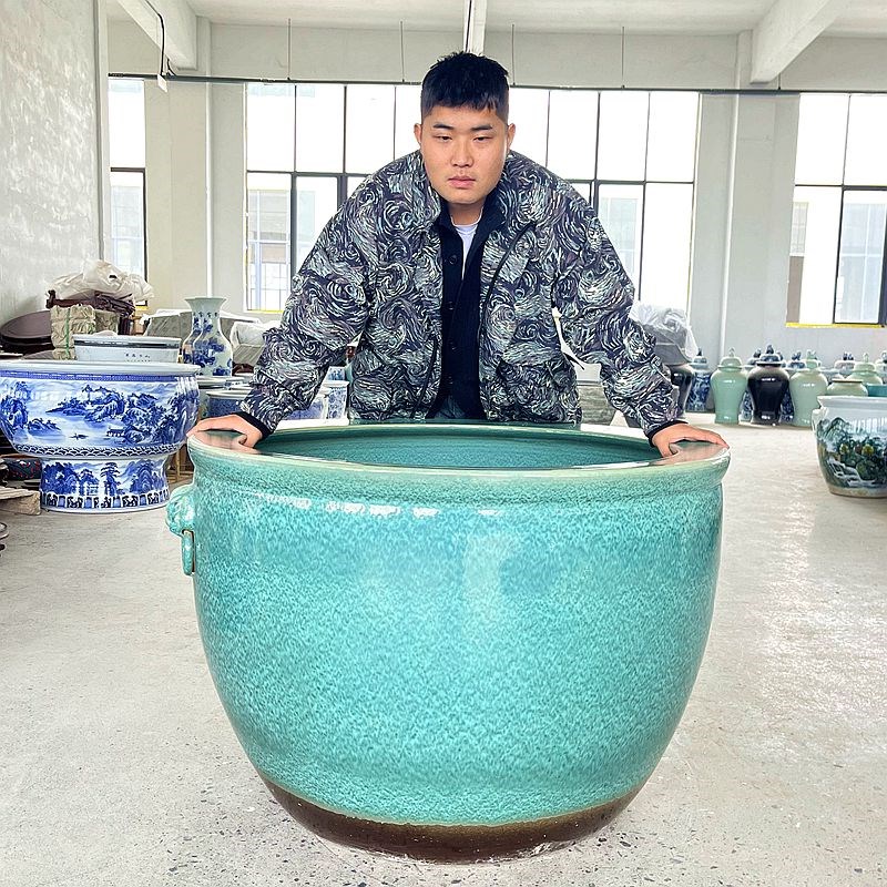 景德镇陶瓷庭院门海纯色大缸户外种树荷花睡莲招财水缸特大号鱼缸