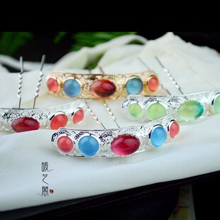 保色纯铜鱼姬顶簪子 小发冠钗 花钿百搭款汉元素拍照古装汉服配饰